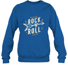Peace Rock and Roll Love Music Guitar Retro Hippie Crewneck Sweatshirt Crewneck Sweatshirt - FordPhuMy