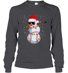 Dabbing Snowman Baseball Christmas Lights Pajama Tee Long Sleeve T-Shirt Long Sleeve T-Shirt - FordPhuMy