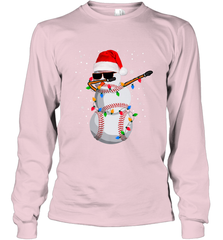 Dabbing Snowman Baseball Christmas Lights Pajama Tee Long Sleeve T-Shirt Long Sleeve T-Shirt - FordPhuMy