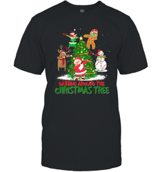 Dabbing Around Christmas Tree Baseball Snowman Santa Men's T-Shirt