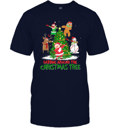 Dabbing Around Christmas Tree Baseball Snowman Santa Men's T-Shirt
