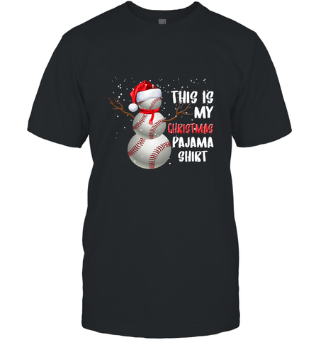 Baseball Snowman Christmas This is my Christmas Pajama Men's T-Shirt Men's T-Shirt / Black / S Men's T-Shirt - FordPhuMy
