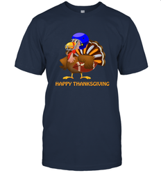 Cool Happy Thanksgiving Football Shirt Gobble Player Turkey Men's T-Shirt