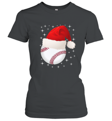 Christmas Stars baseball Ball Santa Hat Funny Sport Xmas Women's T-Shirt