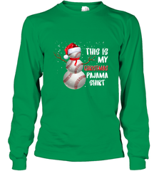 Baseball Snowman Christmas This is my Christmas Pajama Long Sleeve T-Shirt Long Sleeve T-Shirt - FordPhuMy