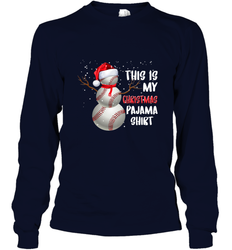 Baseball Snowman Christmas This is my Christmas Pajama Long Sleeve T-Shirt