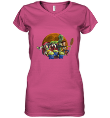 Disney Pixar Toy Story Halloween Moon Group Women's V-Neck T-Shirt Women's V-Neck T-Shirt - FordPhuMy