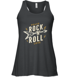 Peace Rock and Roll Love Music Guitar Retro Hippie Women's Racerback Tank