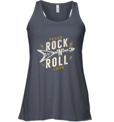 Peace Rock and Roll Love Music Guitar Retro Hippie Women's Racerback Tank Women's Racerback Tank - FordPhuMy