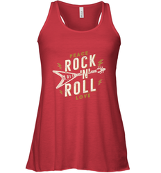 Peace Rock and Roll Love Music Guitar Retro Hippie Women's Racerback Tank