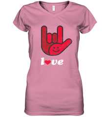 Cute Love Hand Sign Heart Valentines Day Retro Vintage Top Women's V-Neck T-Shirt Women's V-Neck T-Shirt - FordPhuMy