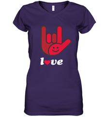 Cute Love Hand Sign Heart Valentines Day Retro Vintage Top Women's V-Neck T-Shirt Women's V-Neck T-Shirt - FordPhuMy