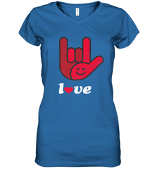 Cute Love Hand Sign Heart Valentines Day Retro Vintage Top Women's V-Neck T-Shirt Women's V-Neck T-Shirt - FordPhuMy