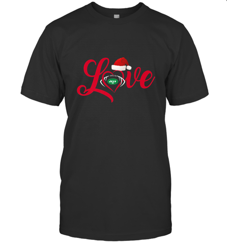NFL New York Jets Logo Christmas Santa Hat Love Heart Football Team Men's T-Shirt
