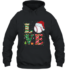 Funny Kid Boys Love Baseball Christmas Ball Santa Hat Gift Hooded Sweatshirt