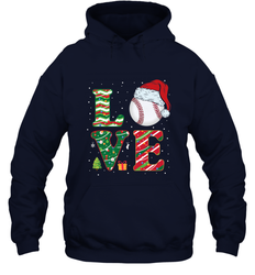 Funny Kid Boys Love Baseball Christmas Ball Santa Hat Gift Hooded Sweatshirt