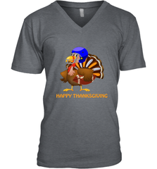 Cool Happy Thanksgiving Football Shirt Gobble Player Turkey Men's V-Neck Men's V-Neck - FordPhuMy