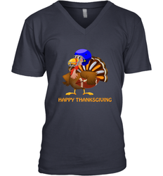 Cool Happy Thanksgiving Football Shirt Gobble Player Turkey Men's V-Neck