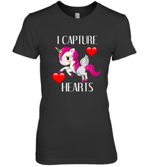 Girls Valentine's Day Unicorn I Capture Hearts Kids Gift Women's Premium T-Shirt Women's Premium T-Shirt - FordPhuMy