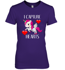 Girls Valentine's Day Unicorn I Capture Hearts Kids Gift Women's Premium T-Shirt Women's Premium T-Shirt - FordPhuMy