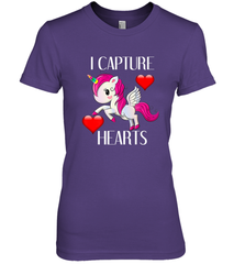 Girls Valentine's Day Unicorn I Capture Hearts Kids Gift Women's Premium T-Shirt Women's Premium T-Shirt - FordPhuMy