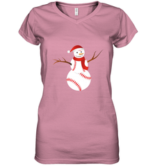 Snowman Baseball Christmas Women's V-Neck T-Shirt Women's V-Neck T-Shirt - FordPhuMy