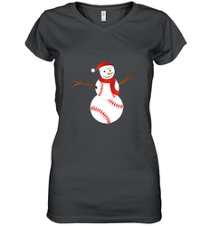 Snowman Baseball Christmas Women's V-Neck T-Shirt