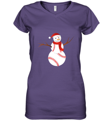 Snowman Baseball Christmas Women's V-Neck T-Shirt Women's V-Neck T-Shirt - FordPhuMy
