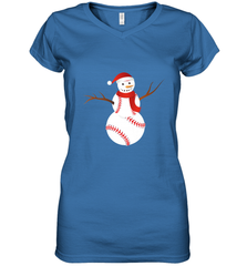 Snowman Baseball Christmas Women's V-Neck T-Shirt Women's V-Neck T-Shirt - FordPhuMy