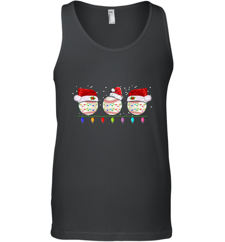 Three Baseball Balls Christmas Gift Santa Xmas lights Snow Men's Tank Top