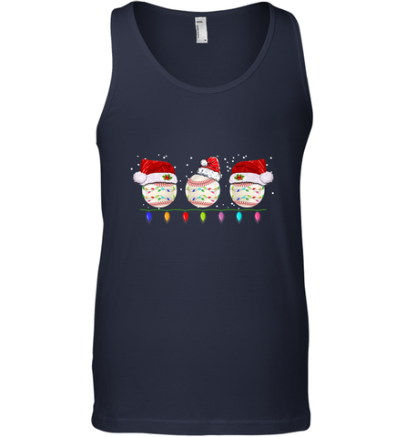 Three Baseball Balls Christmas Gift Santa Xmas lights Snow Men's Tank Top