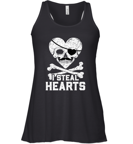 I Steal Hearts Valentine's Day Pirate Skull Art Graphics Women's Racerback Tank Women's Racerback Tank / Black / XS Women's Racerback Tank - FordPhuMy
