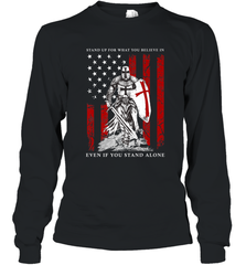 Knight Templar American Flag Long Sleeve T-Shirt Long Sleeve T-Shirt - FordPhuMy