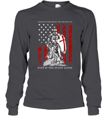 Knight Templar American Flag Long Sleeve T-Shirt Long Sleeve T-Shirt - FordPhuMy