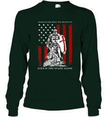 Knight Templar American Flag Long Sleeve T-Shirt Long Sleeve T-Shirt - FordPhuMy