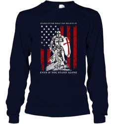Knight Templar American Flag Long Sleeve T-Shirt