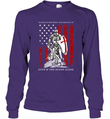 Knight Templar American Flag Long Sleeve T-Shirt Long Sleeve T-Shirt - FordPhuMy