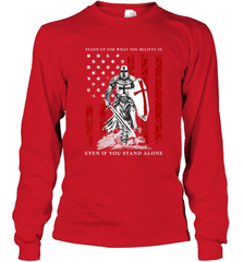 Knight Templar American Flag Long Sleeve T-Shirt Long Sleeve T-Shirt - FordPhuMy