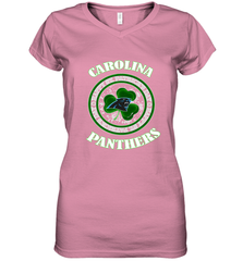 NFL Carolina Panthers Logo Happy St Patrick's Day Women's V-Neck T-Shirt Women's V-Neck T-Shirt - FordPhuMy