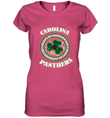 NFL Carolina Panthers Logo Happy St Patrick's Day Women's V-Neck T-Shirt Women's V-Neck T-Shirt - FordPhuMy