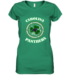 NFL Carolina Panthers Logo Happy St Patrick's Day Women's V-Neck T-Shirt Women's V-Neck T-Shirt - FordPhuMy