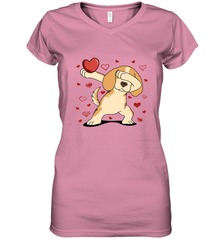 Dog Dabbing Heart For Valentine's Day Art Graphics Gift Women's V-Neck T-Shirt Women's V-Neck T-Shirt - FordPhuMy