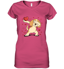 Dog Dabbing Heart For Valentine's Day Art Graphics Gift Women's V-Neck T-Shirt Women's V-Neck T-Shirt - FordPhuMy