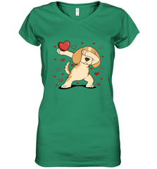 Dog Dabbing Heart For Valentine's Day Art Graphics Gift Women's V-Neck T-Shirt Women's V-Neck T-Shirt - FordPhuMy