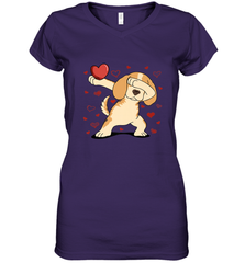Dog Dabbing Heart For Valentine's Day Art Graphics Gift Women's V-Neck T-Shirt Women's V-Neck T-Shirt - FordPhuMy
