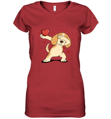 Dog Dabbing Heart For Valentine's Day Art Graphics Gift Women's V-Neck T-Shirt Women's V-Neck T-Shirt - FordPhuMy