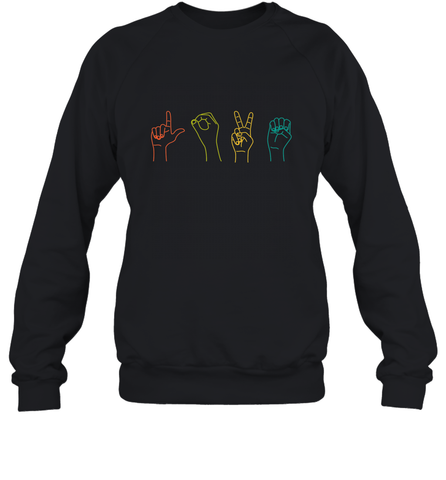 Love ASL Sign language Alphabet Valentines Day Gift idea Crewneck Sweatshirt Crewneck Sweatshirt / Black / S Crewneck Sweatshirt - FordPhuMy