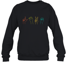 Love ASL Sign language Alphabet Valentines Day Gift idea Crewneck Sweatshirt Crewneck Sweatshirt - FordPhuMy