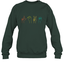 Love ASL Sign language Alphabet Valentines Day Gift idea Crewneck Sweatshirt Crewneck Sweatshirt - FordPhuMy