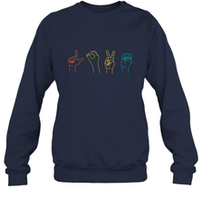 Love ASL Sign language Alphabet Valentines Day Gift idea Crewneck Sweatshirt Crewneck Sweatshirt - FordPhuMy